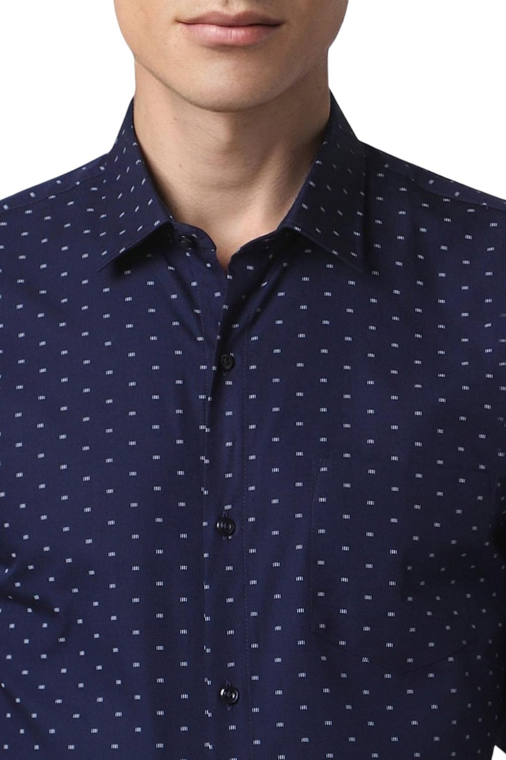 Peter England Men's Navy Blue Printed Shirt - Image 4