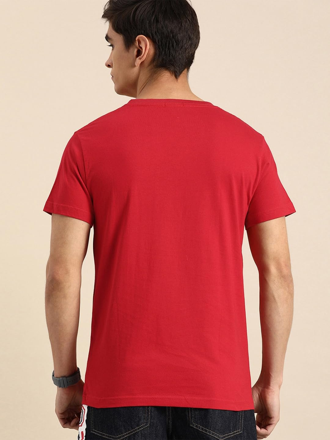 Bewakoof Men's Printed Cotton T-Shirt - Red - Image 3