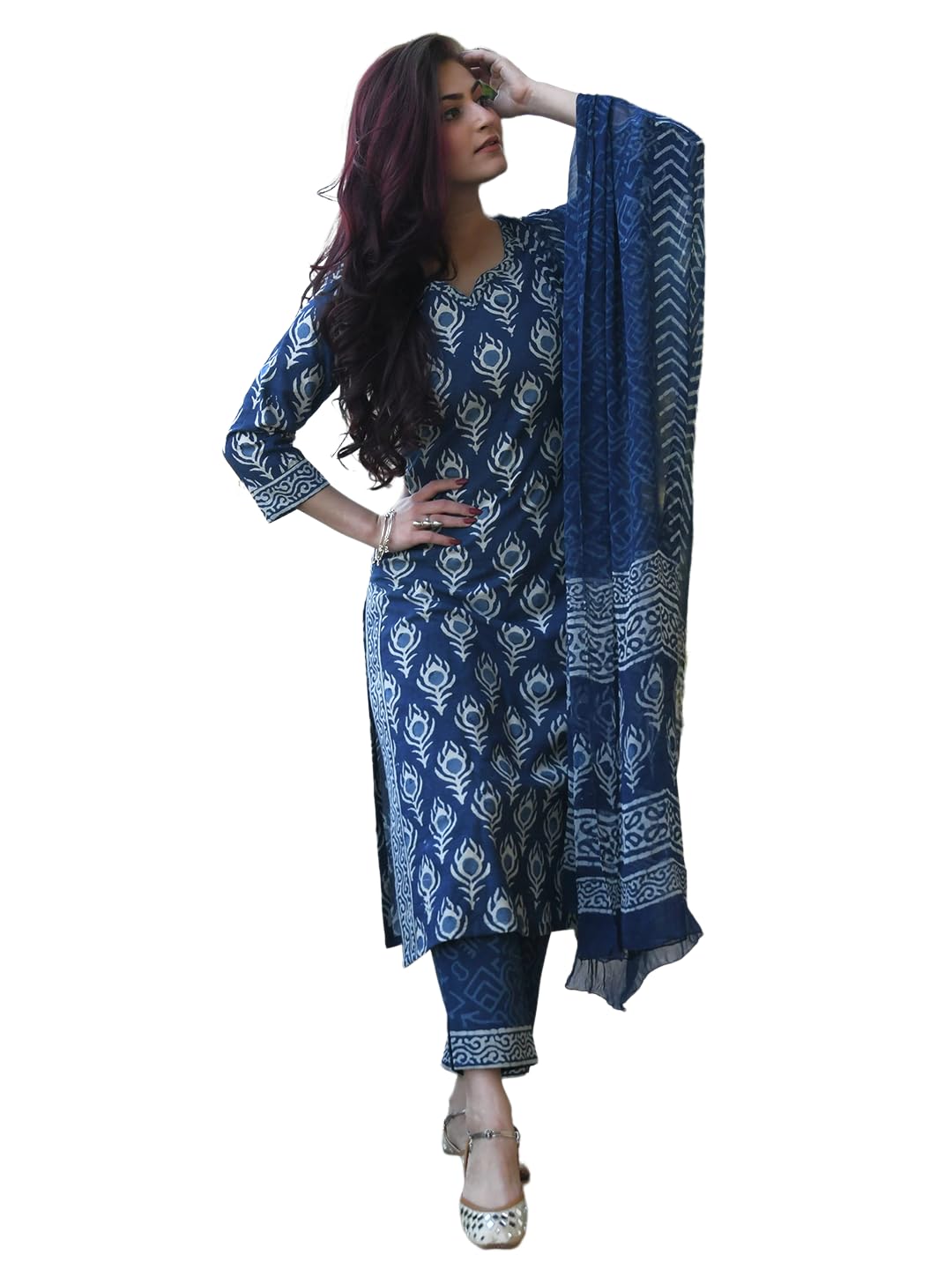 Pinkmint Indigo Printed Kurta Set for Women