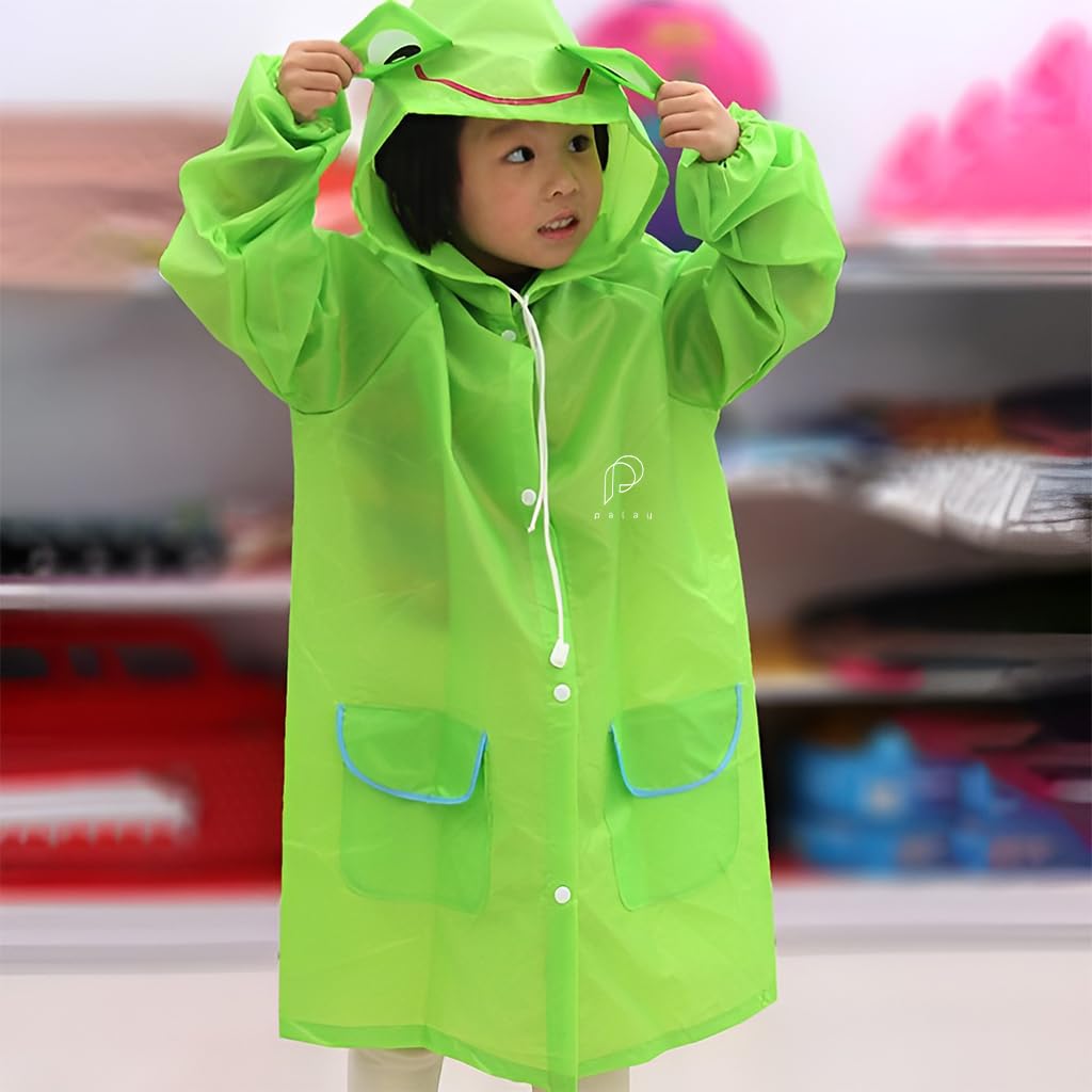 PALAY Unisex Kids Raincoat - Green Waterproof - Image 4