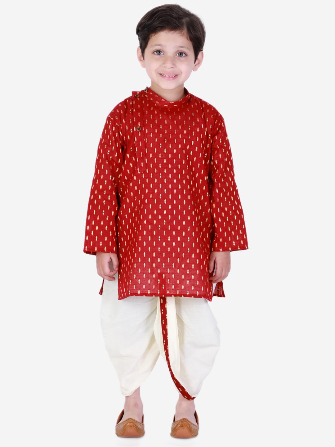 superminis Boy Cotton Kurta with Dhoti - Golden - Image 2