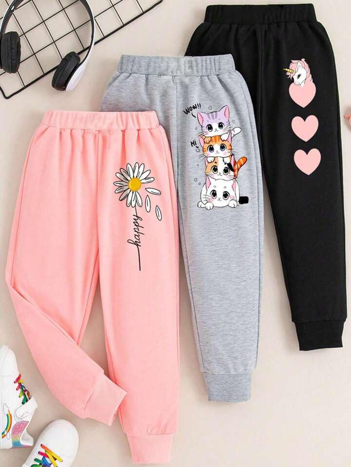 LILY & JADE Girls Printed Cotton Jogger Track Pants - Image 4