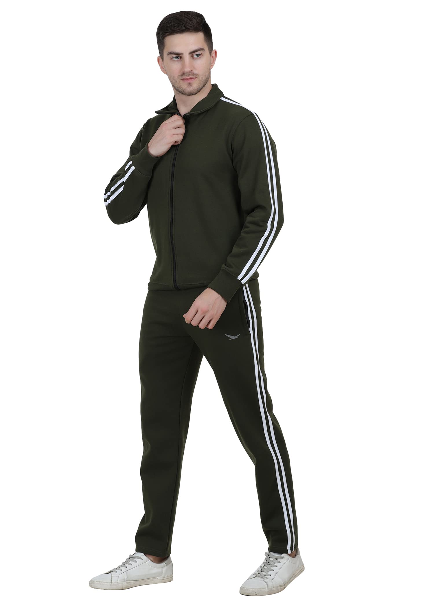 HiFlyers Mens Olive Cotton Fleece Tracksuit