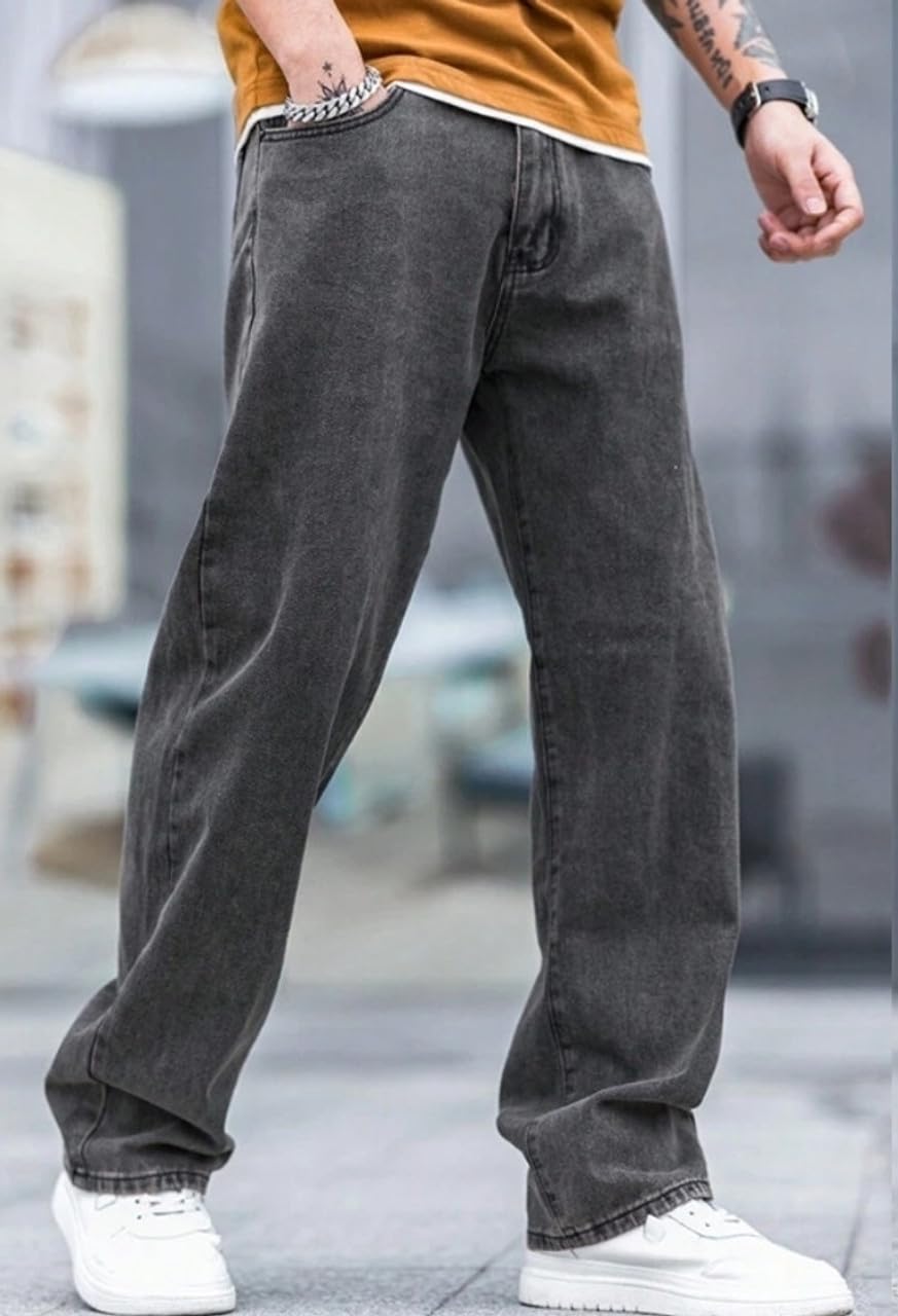JAAR FASHION Grey Baggy Jeans for Men - Image 3