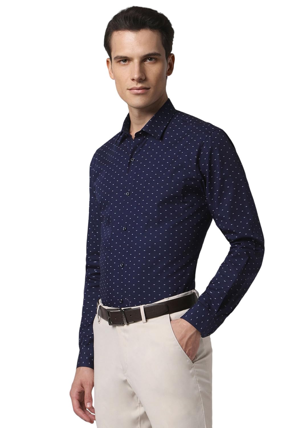 Peter England Men's Navy Blue Printed Shirt - Image 2