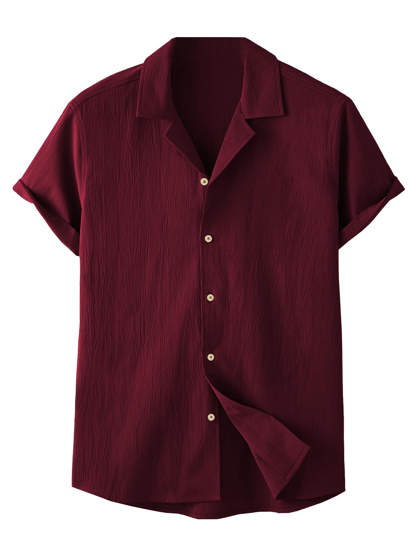 TAGDO Men's Casual Formal Shirt - Maroon