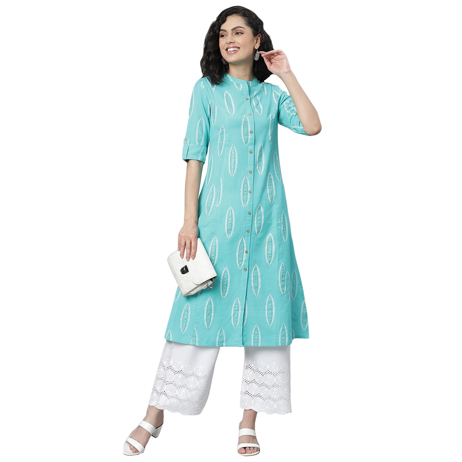 Stylum Women Block Printed Rayon A-Line Kurta