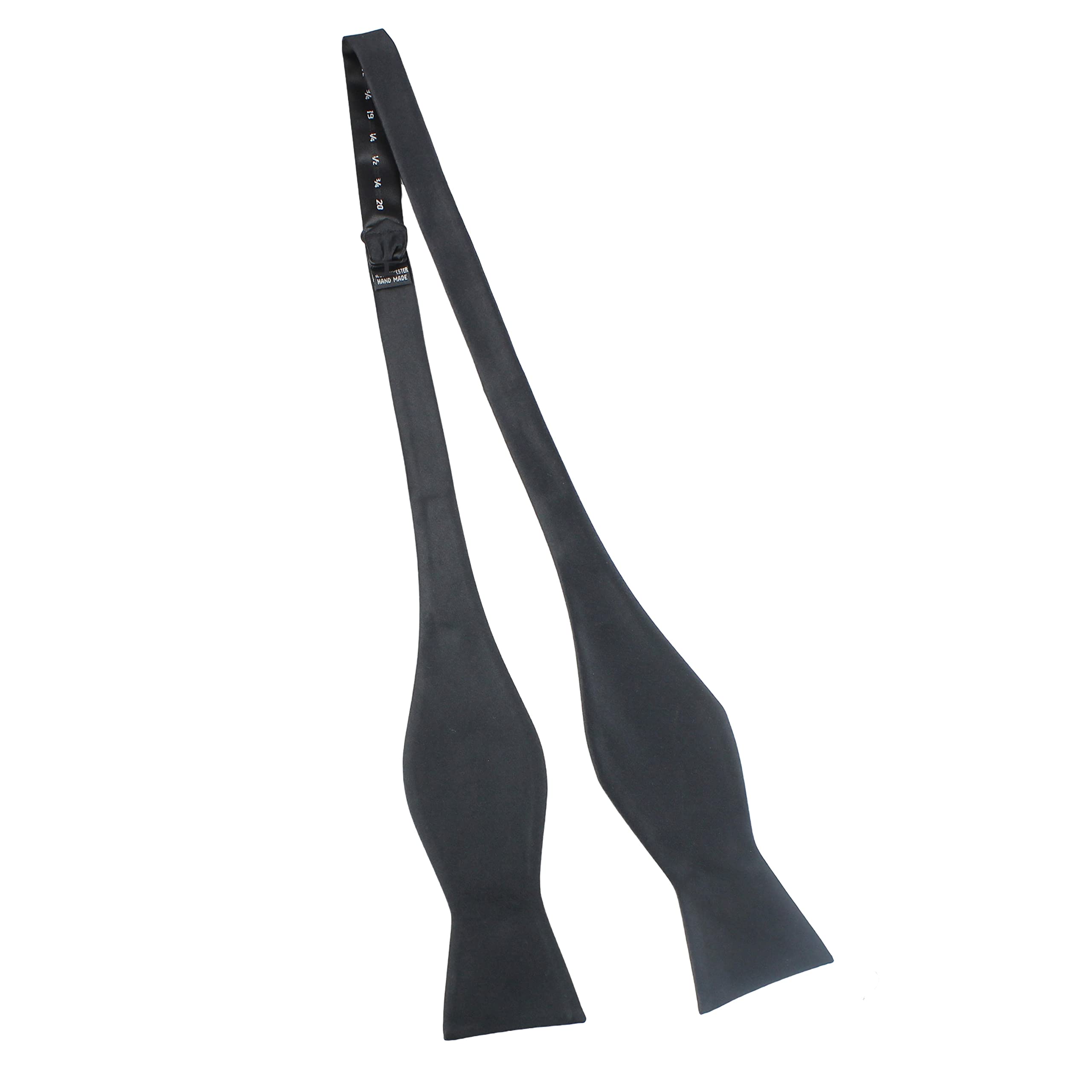 PELUCHE Black Satin Open Bow Tie for Men - Image 5