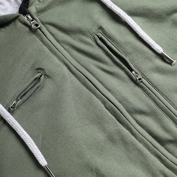 NOBERO Unisex Cotton Neck Hooded Sweatshirt - Olive Green - Image 4