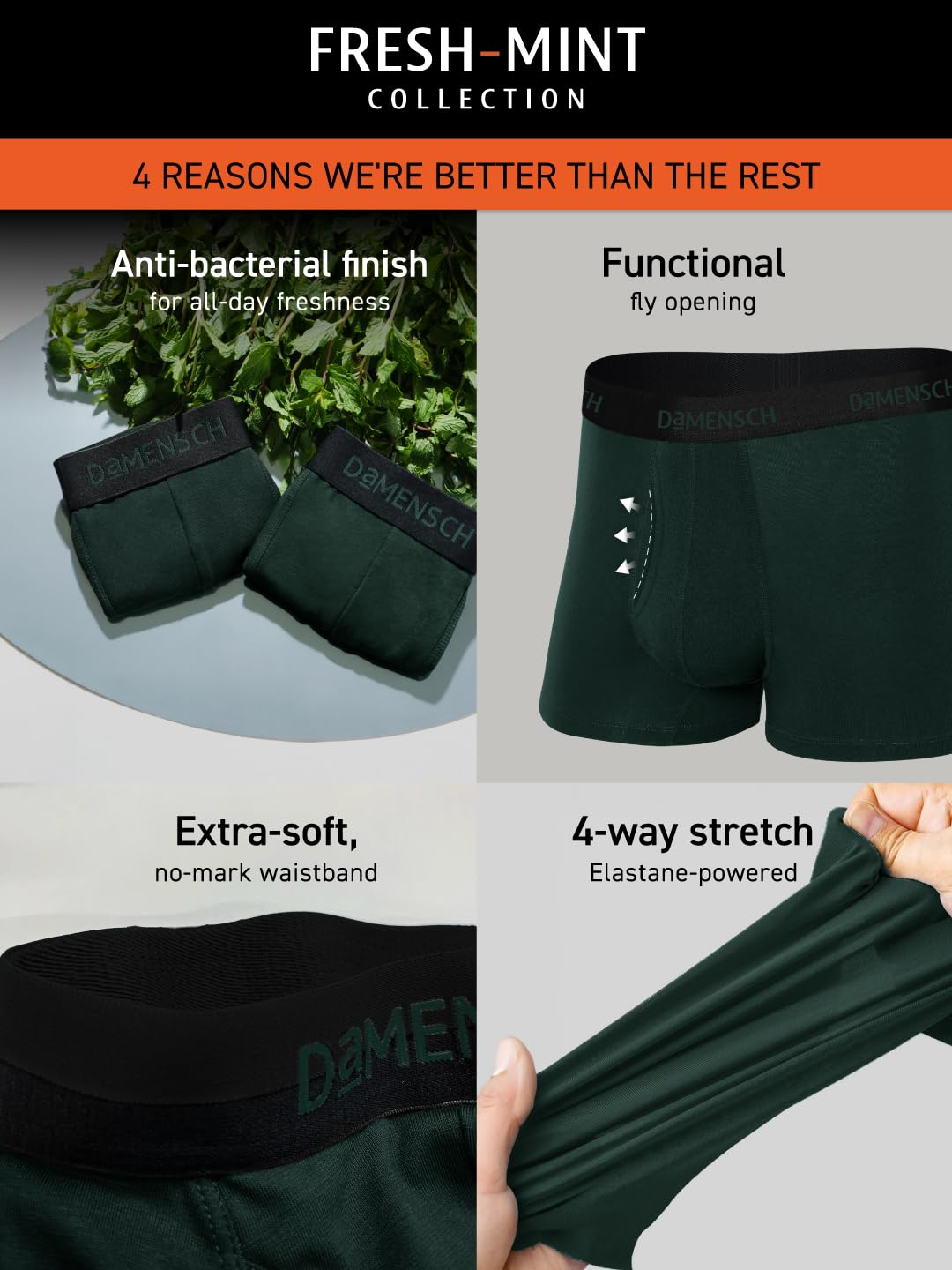 DAMENSCH Men's Cotton Trunks - Peppermint - Image 2