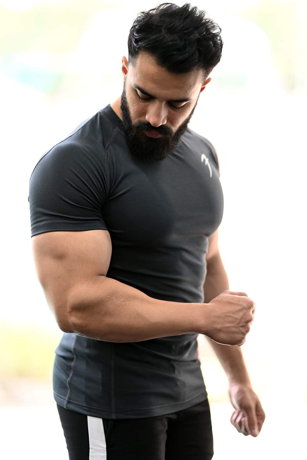 GarbGlide Men's Round Neck Gym T-Shirt - Grey - Image 2