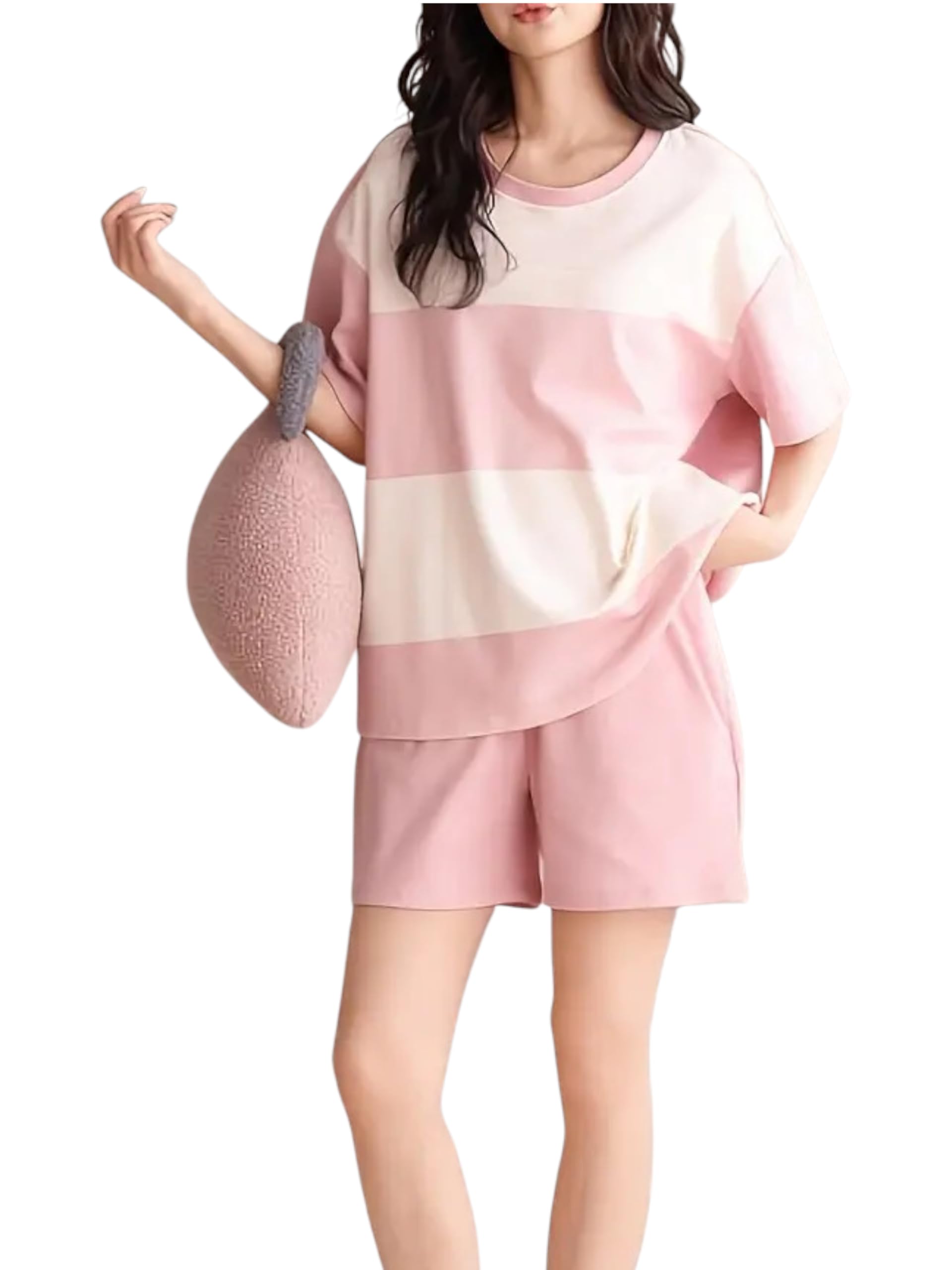 Louis Luxe Pink Geometric Pajama Set for Women