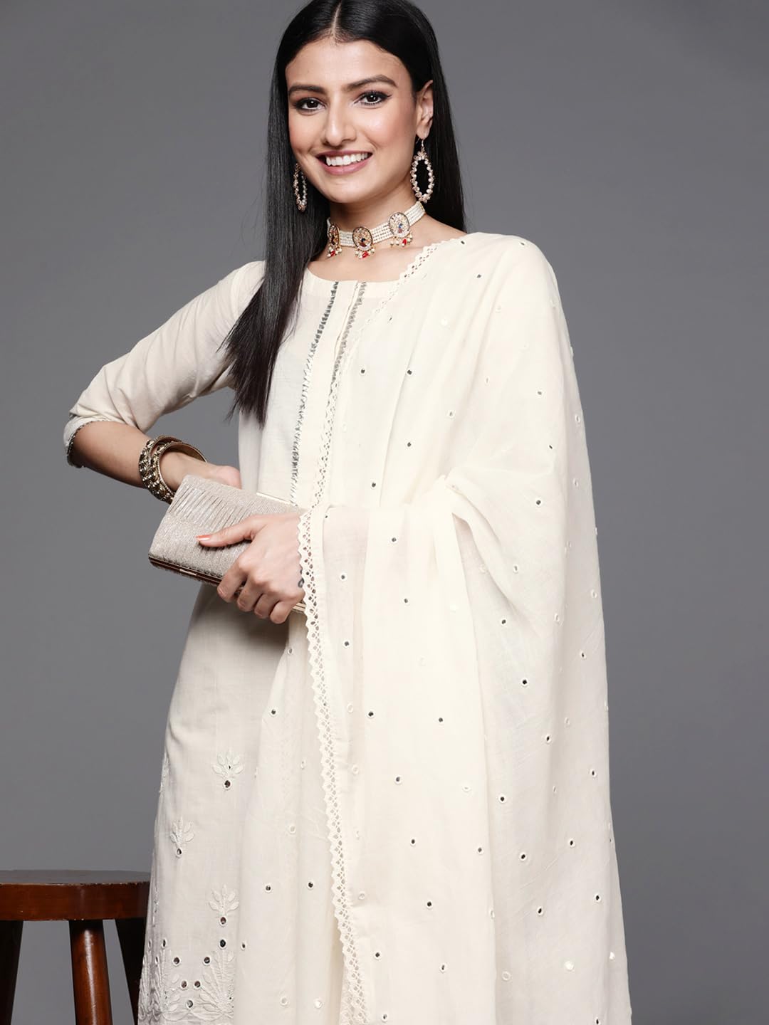 Libas Women's Cotton Kurta Sets - Off White - Image 4