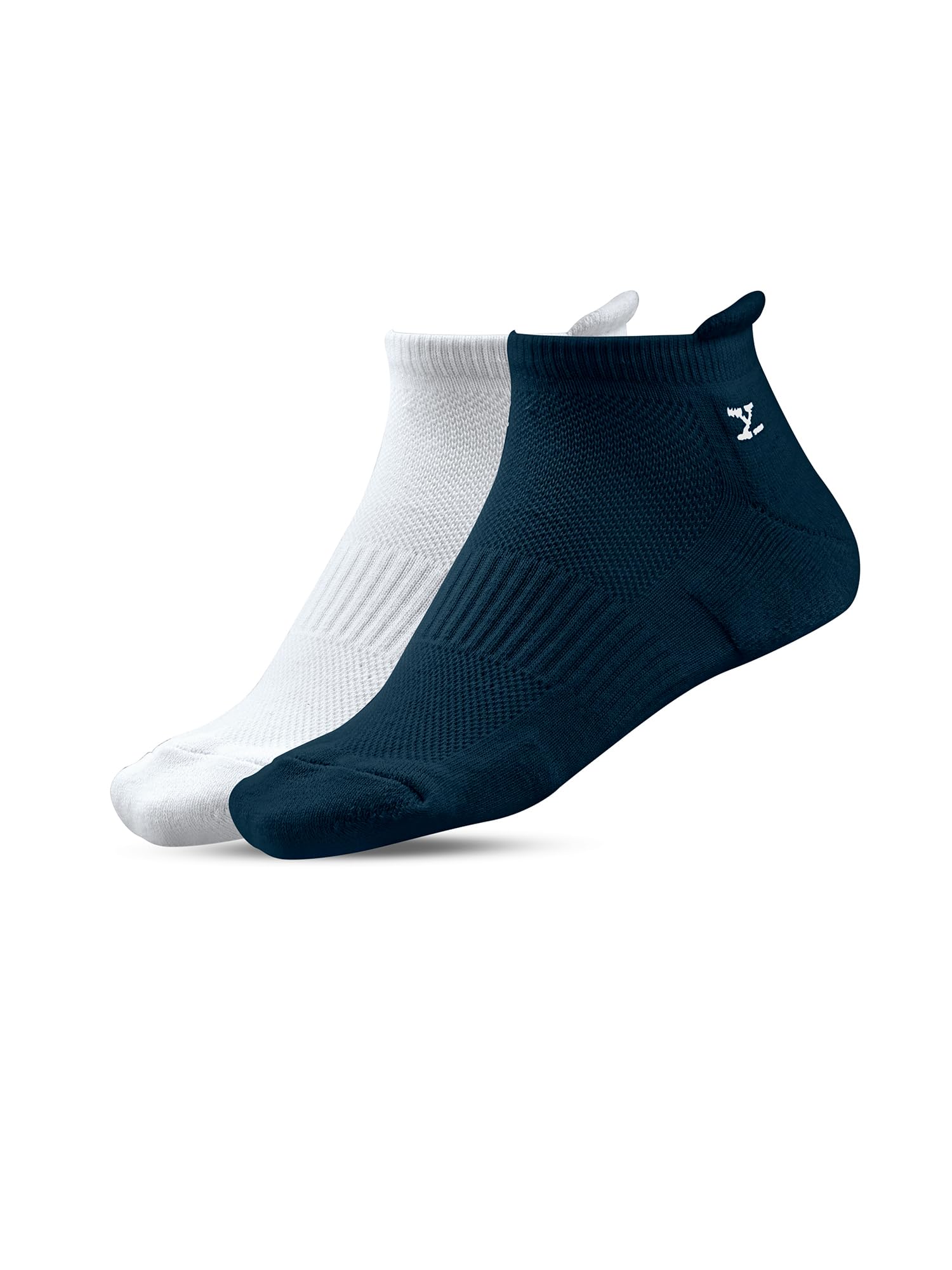 XYXX Mens Ankle-Length Socks - Midnight Blue Polar White