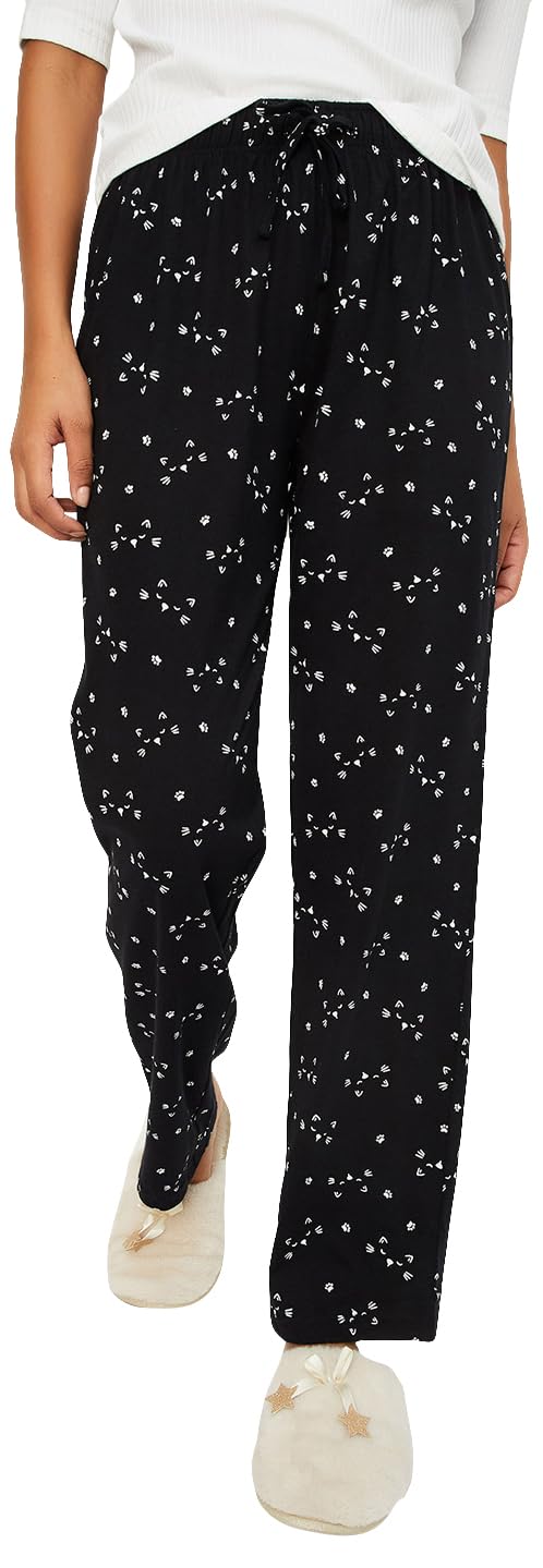 Max Black Printed Cotton Pyjamas for Women