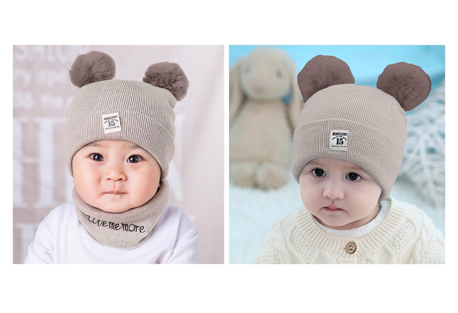 SYGA Unisex Baby Knit Cap - Beige - Image 3
