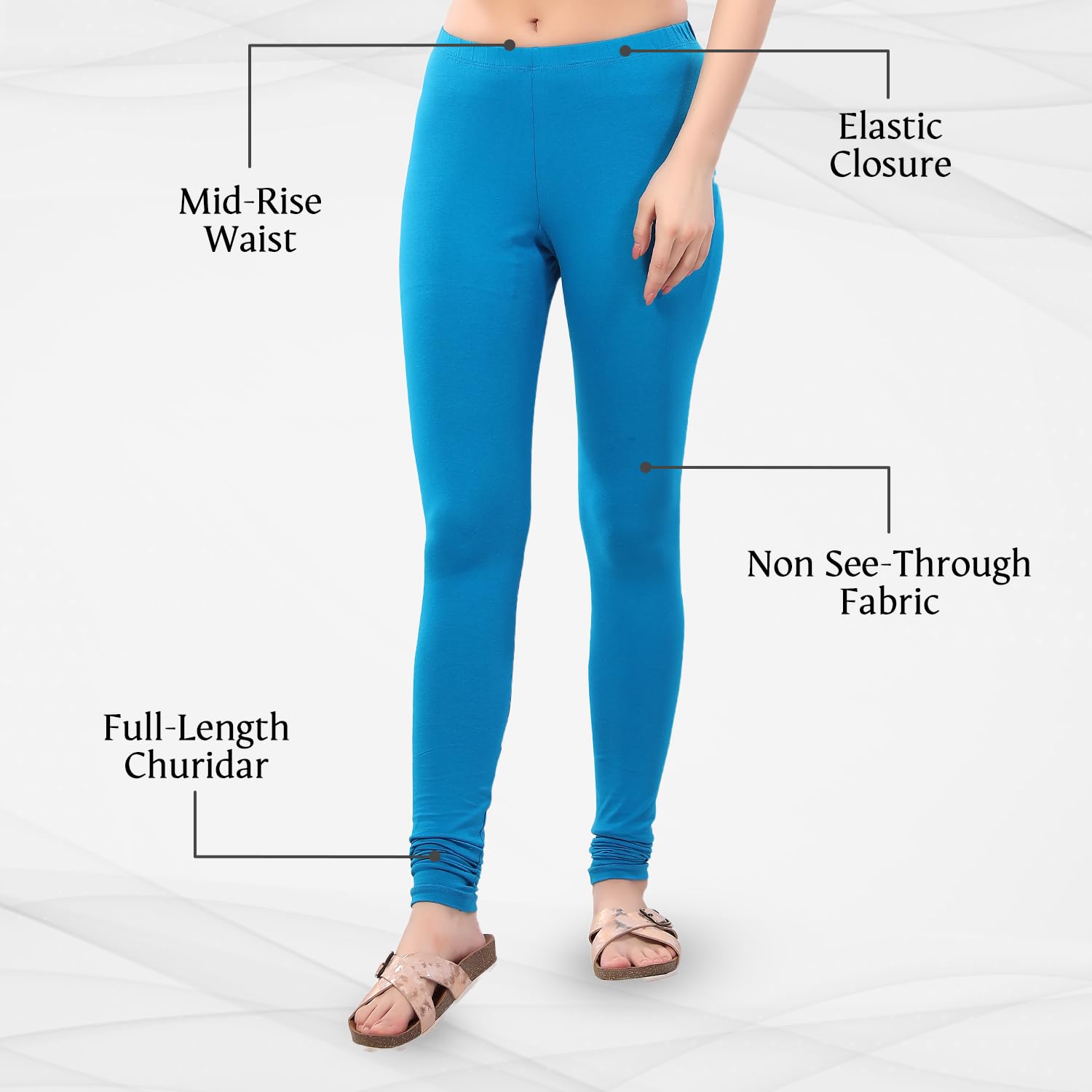 TRASA Churidar Leggings for Women - Sky Blue - Image 3
