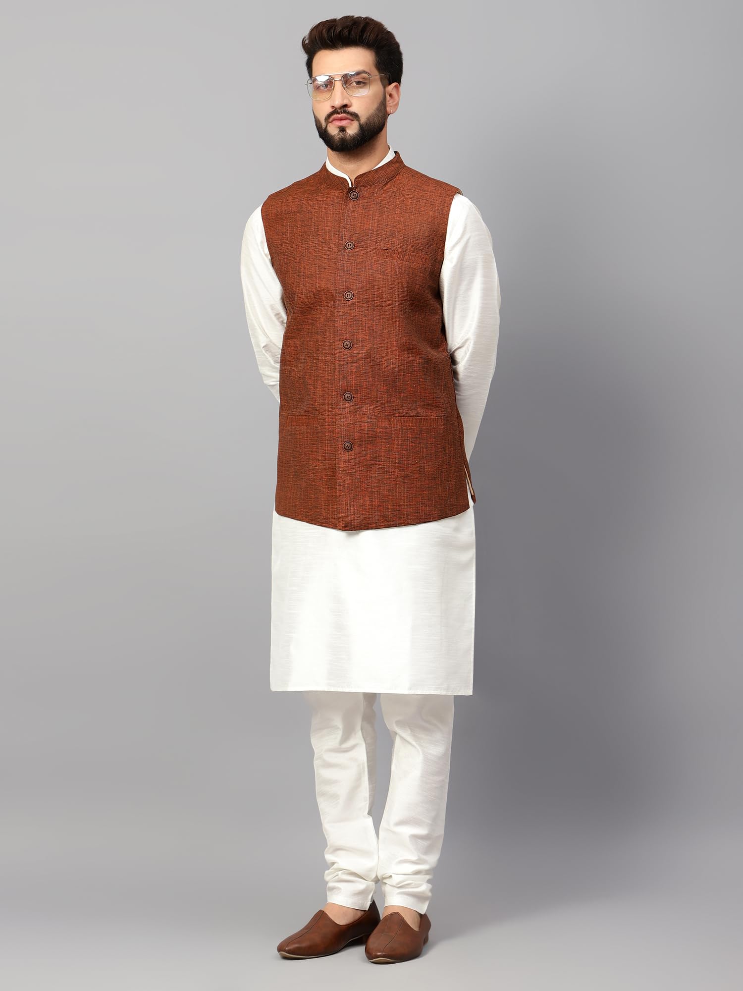 CHIKAN Men Nehru Jacket - Traditional Cotton - Image 2