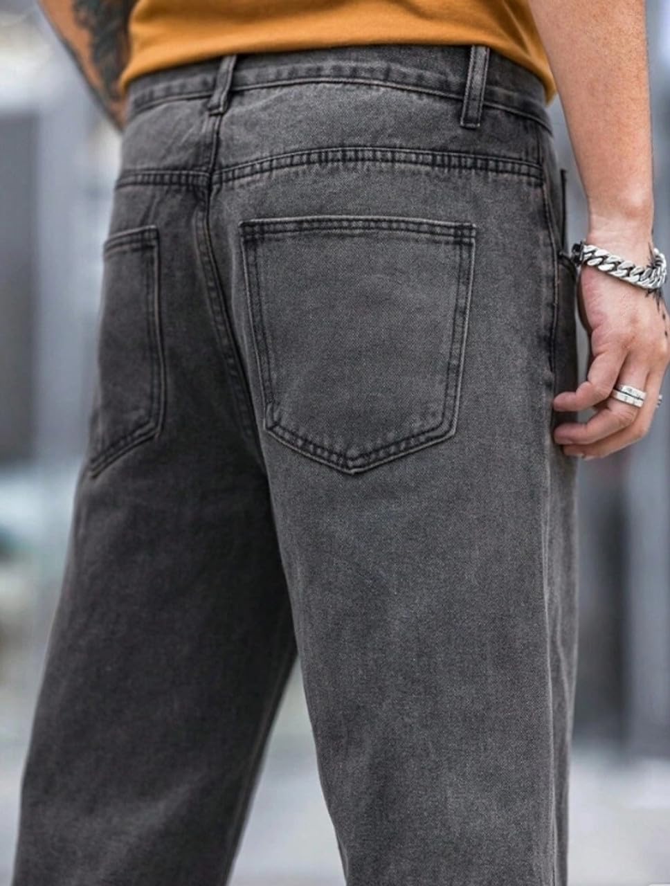JAAR FASHION Grey Baggy Jeans for Men - Image 5