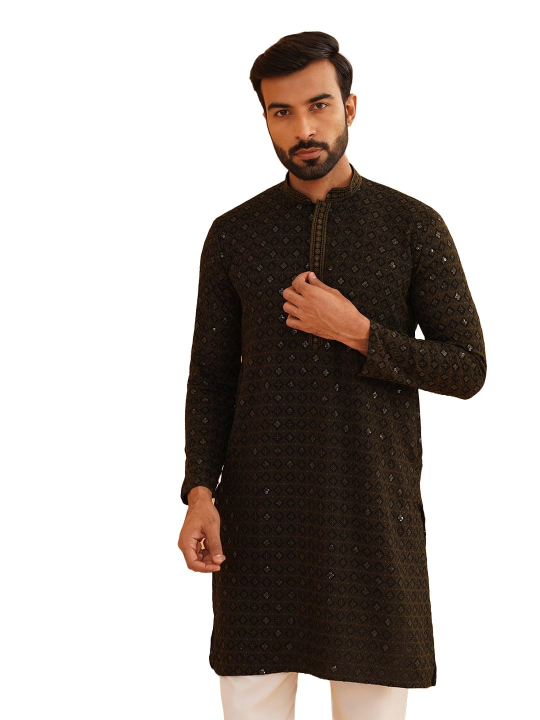 SOJANYA Men's Cotton Embroidered Kurta