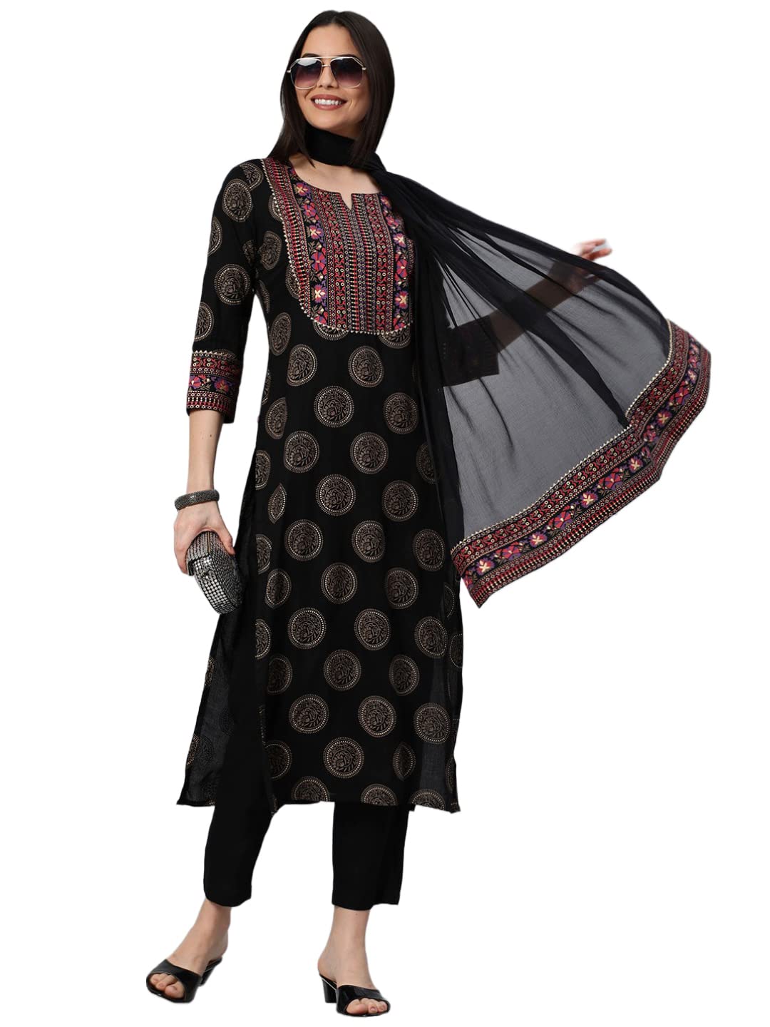 GoSriKi Women's Cotton Blend Printed Kurta