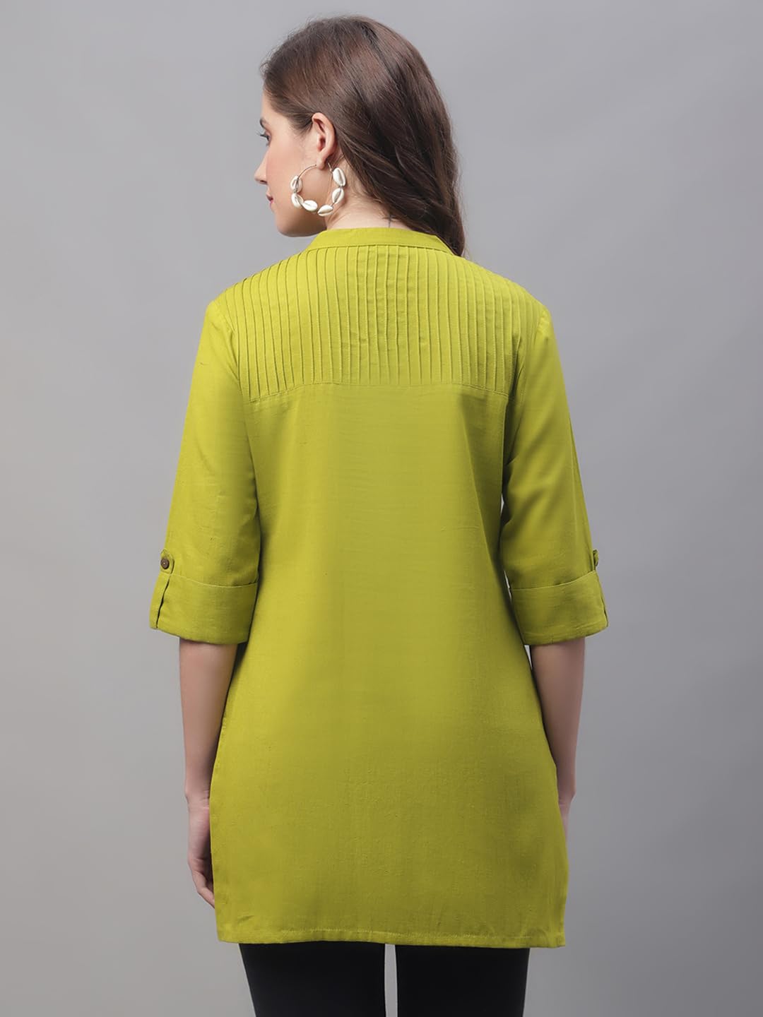 Pistaa Mehendi Green Cotton Kurti for Women - Image 4