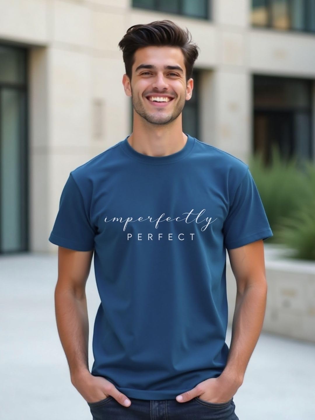 NOBERO Men's Olive Green Letter Print Cotton T-Shirt - Image 3