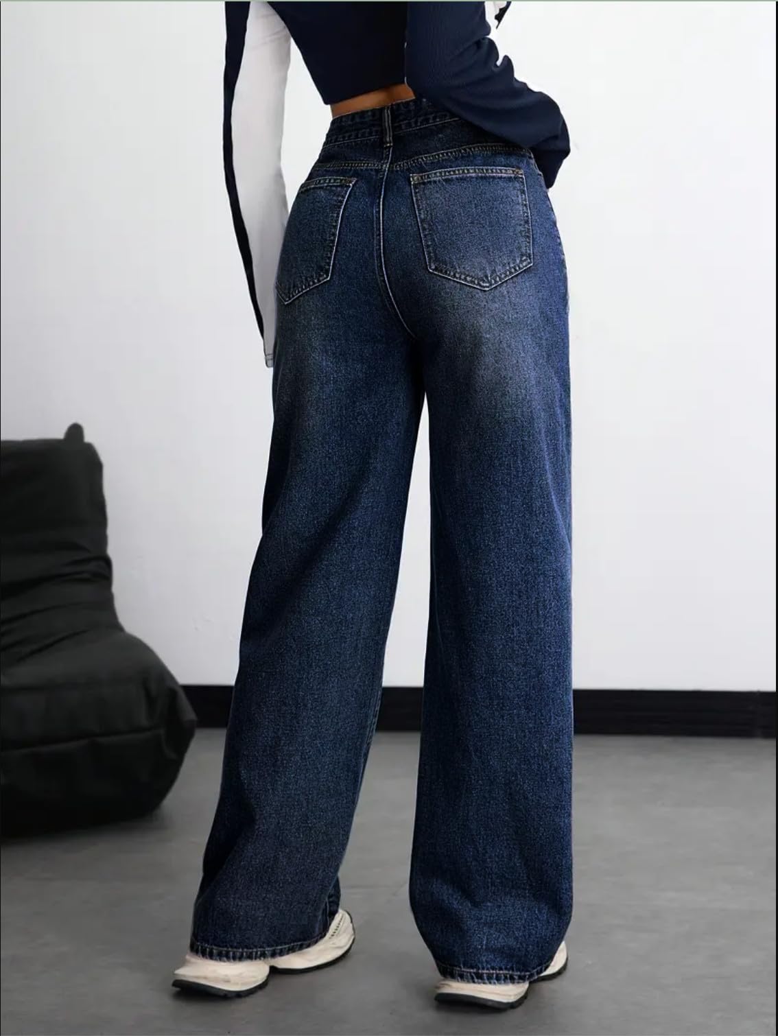 Nifty Women's Denim High Waist Baggy Jeans - Blue - Image 3