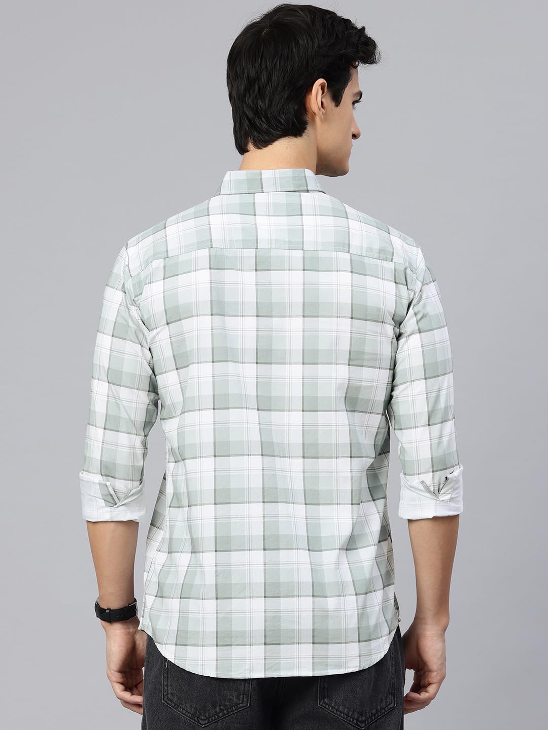 Majestic Man Checked Shirt for Men - Dusty Green - Image 4