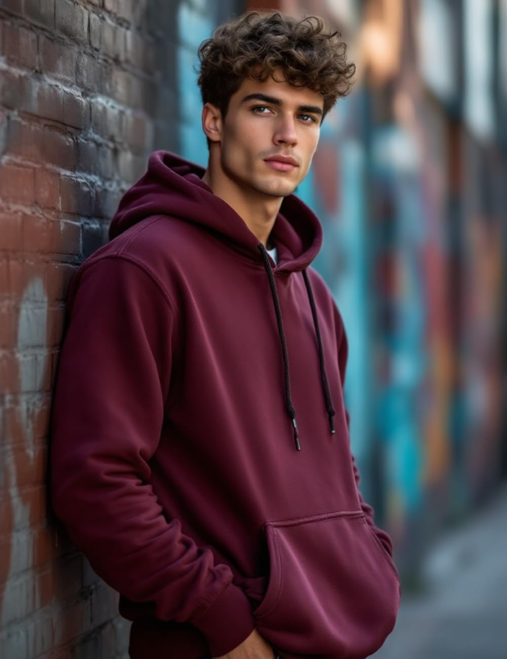 Glowic Men's Maroon Oversized Hoodie - Image 3