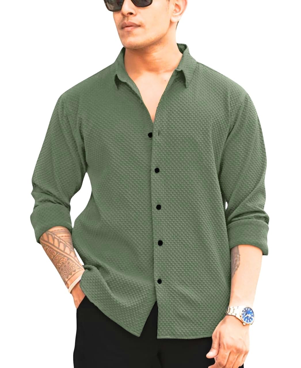 GarbGlide Men's Linen Cotton Shirt - Second Green