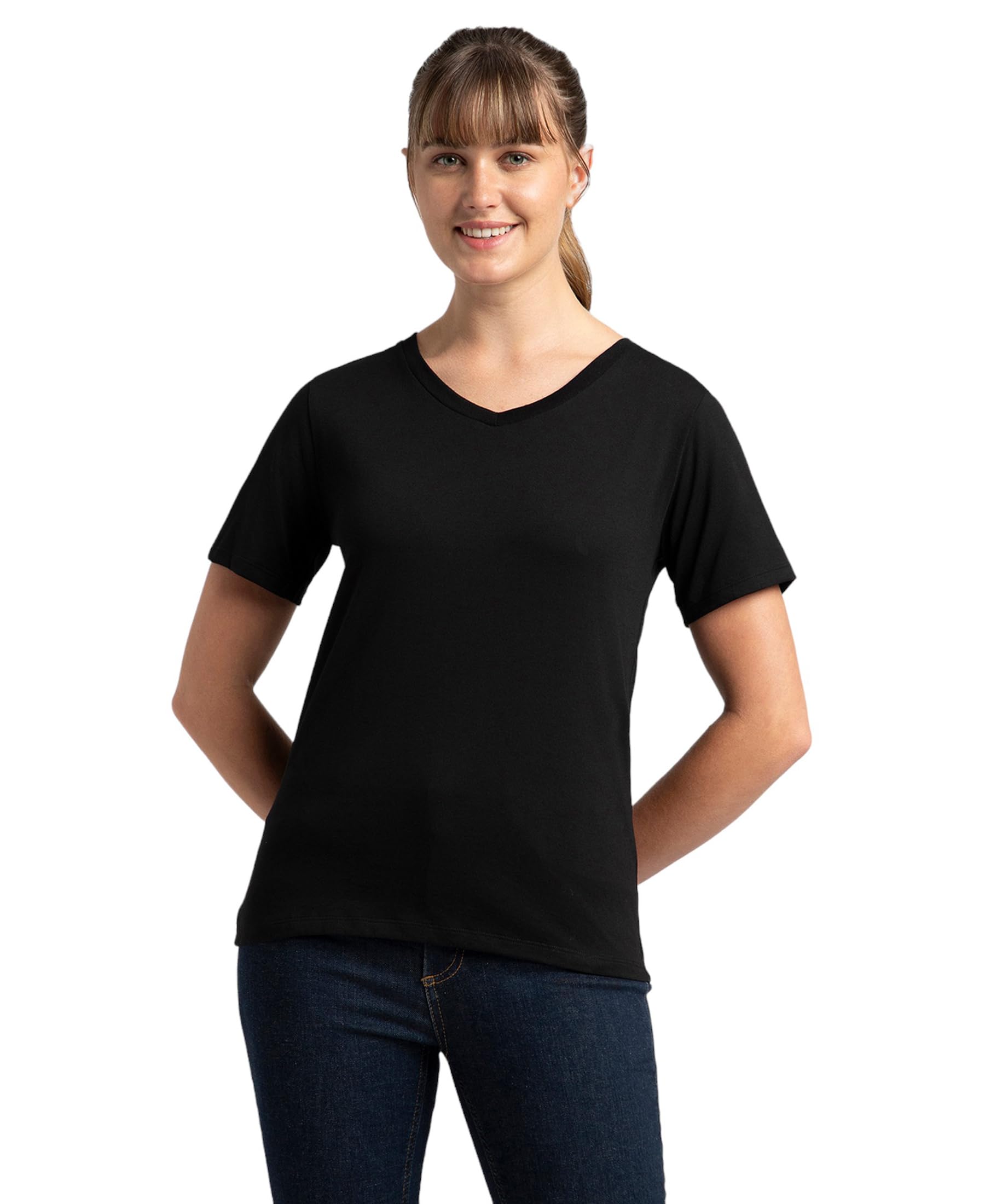 Jockey Women's Super Combed Cotton Rich V-Neck T-Shirt - Apricot