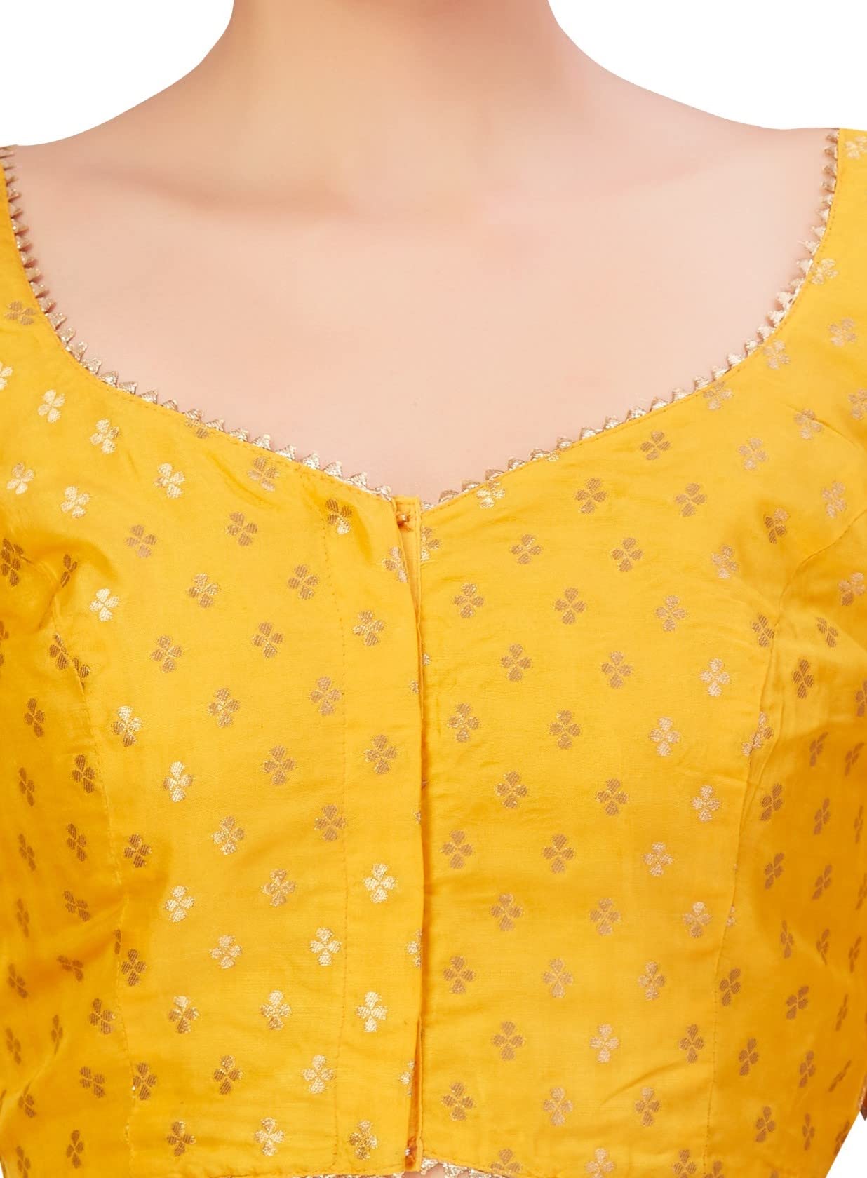 Studio Shringaar Yellow Banarasi Brocade Saree Blouse - Image 5