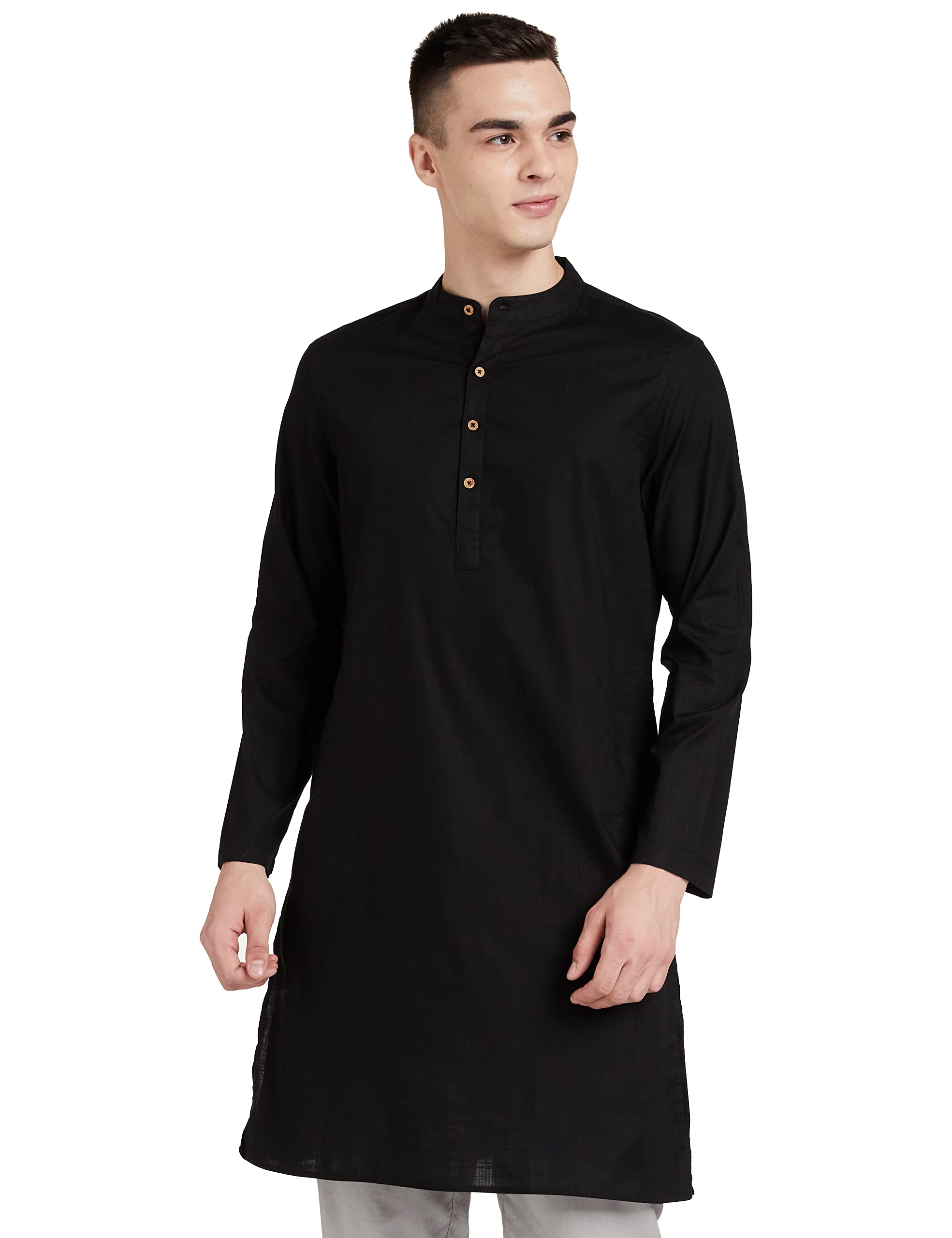 Symbol Men's Cotton Long Kurta - Black