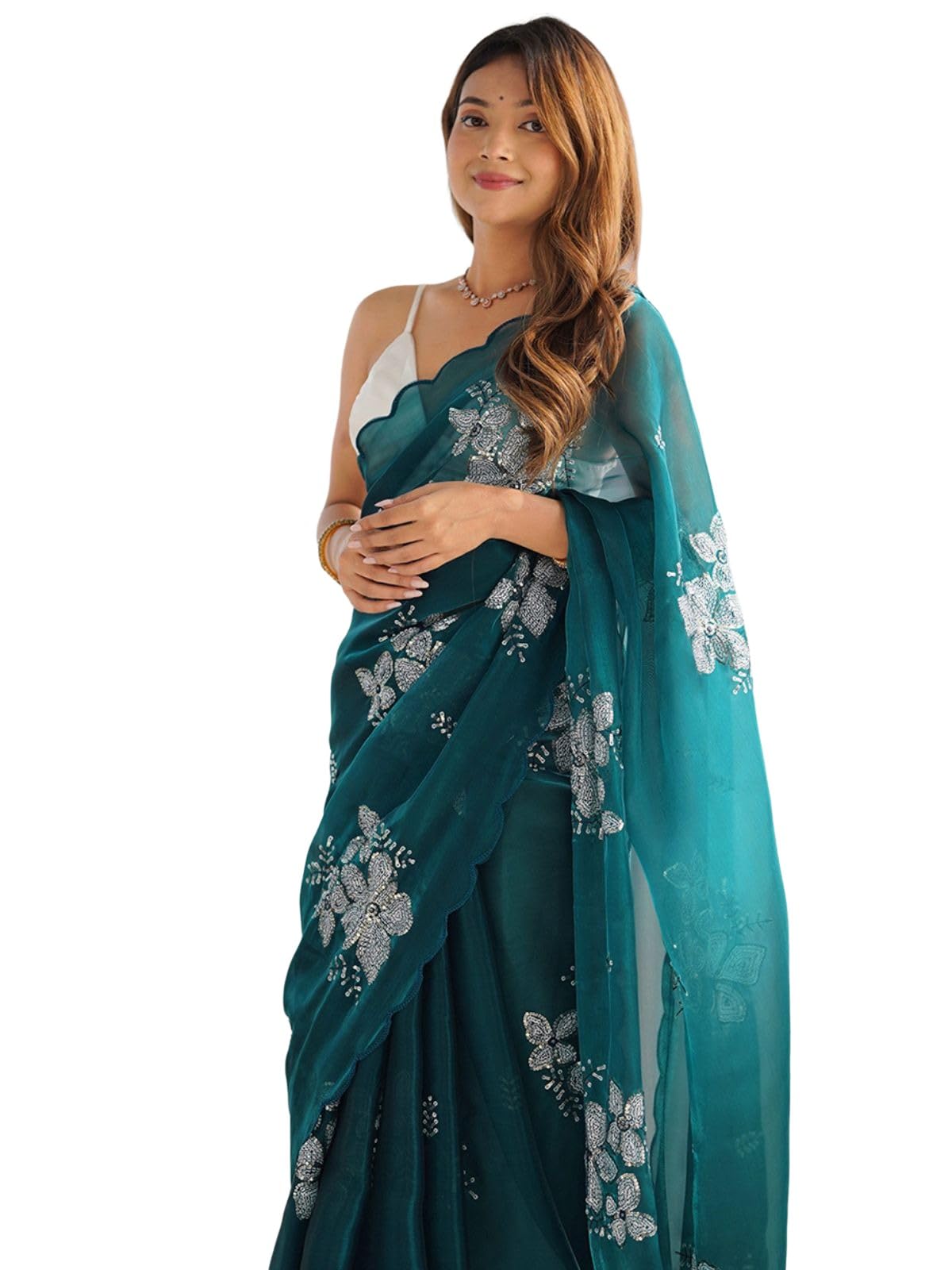Satrani Women's Shimmer Chiffon Saree