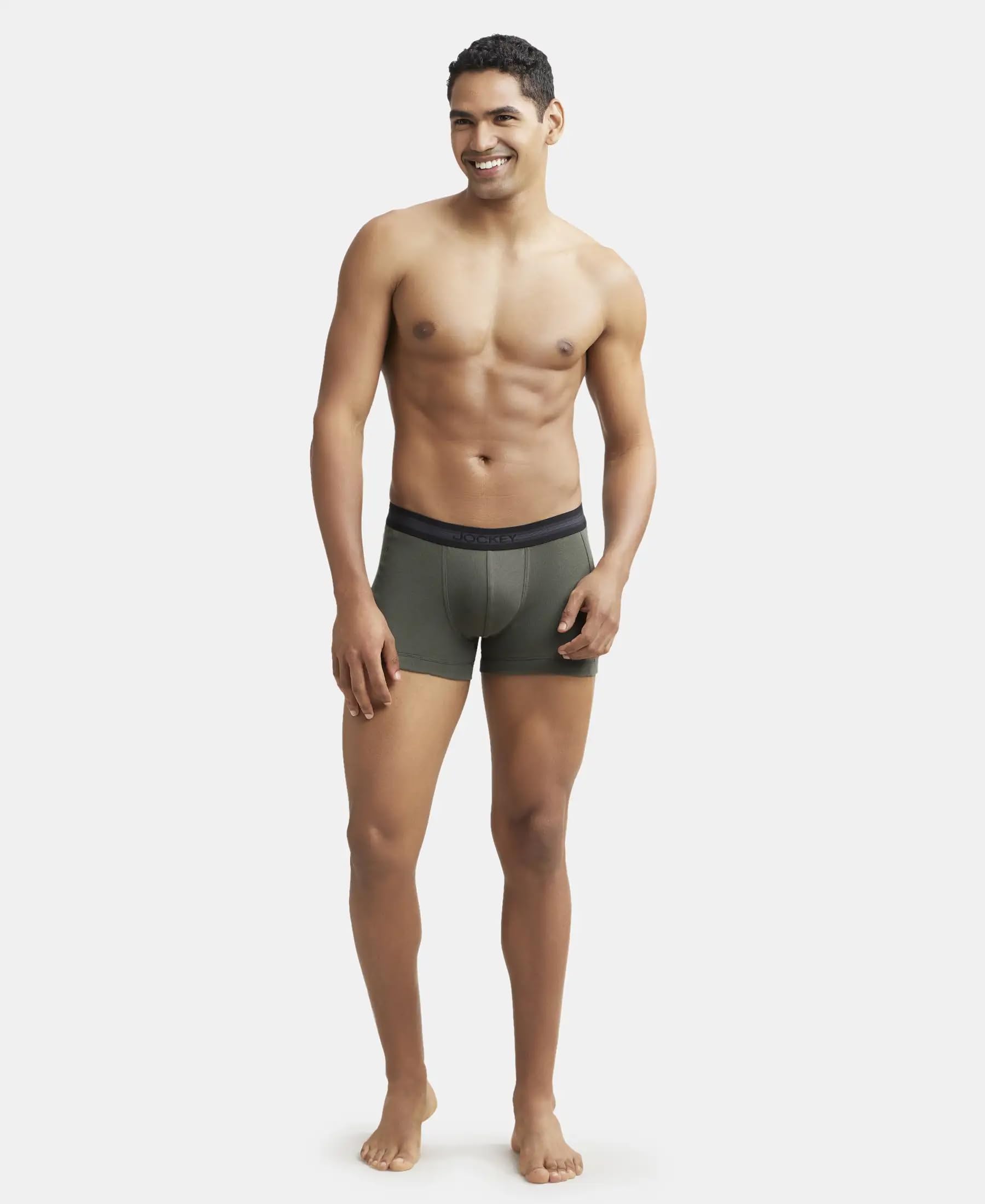 Jockey Men's Cotton Modern Trunks - Deep Olive - Image 4