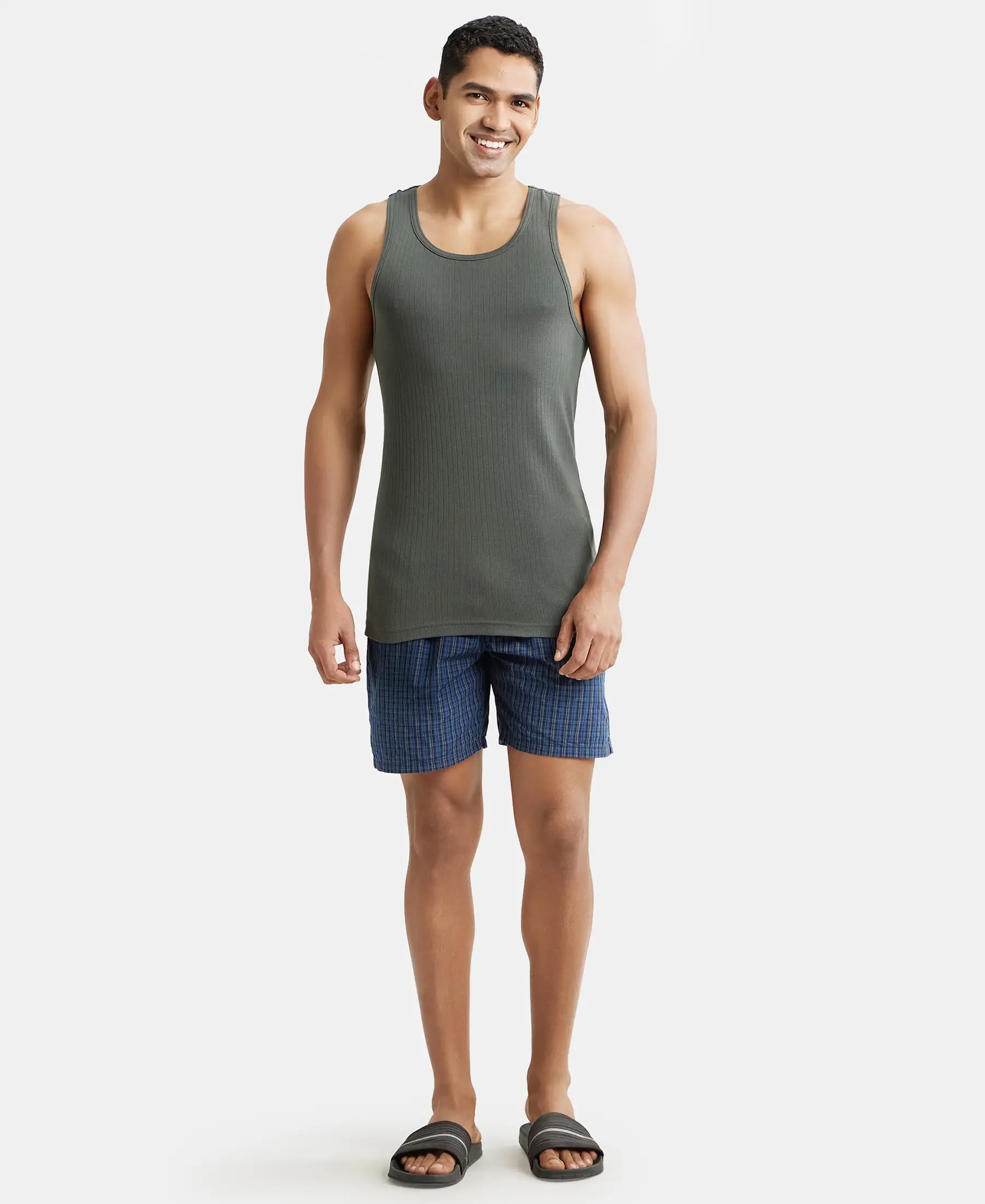 Jockey Men's Deep Olive Fitted Cotton Vest - Image 4
