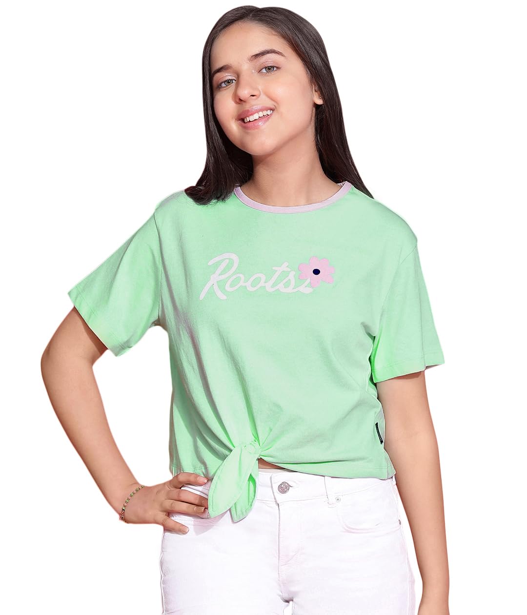 Li'l Tomatoes Girl's Typography T-Shirt - Green
