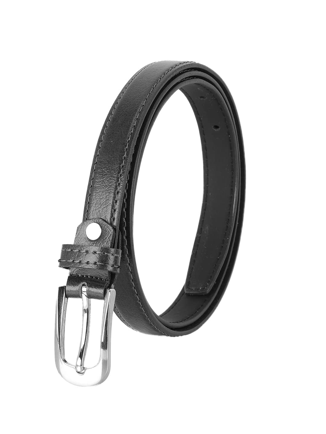 ZEVORA Women Leather Formal Belt - Black