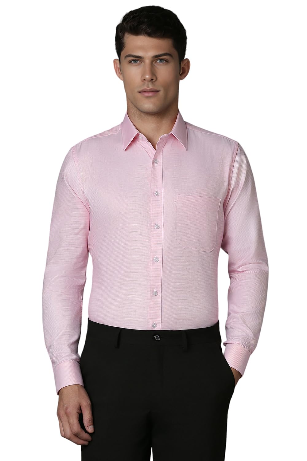 Louis Philippe Men's Cotton Slim Fit Shirt - Pink
