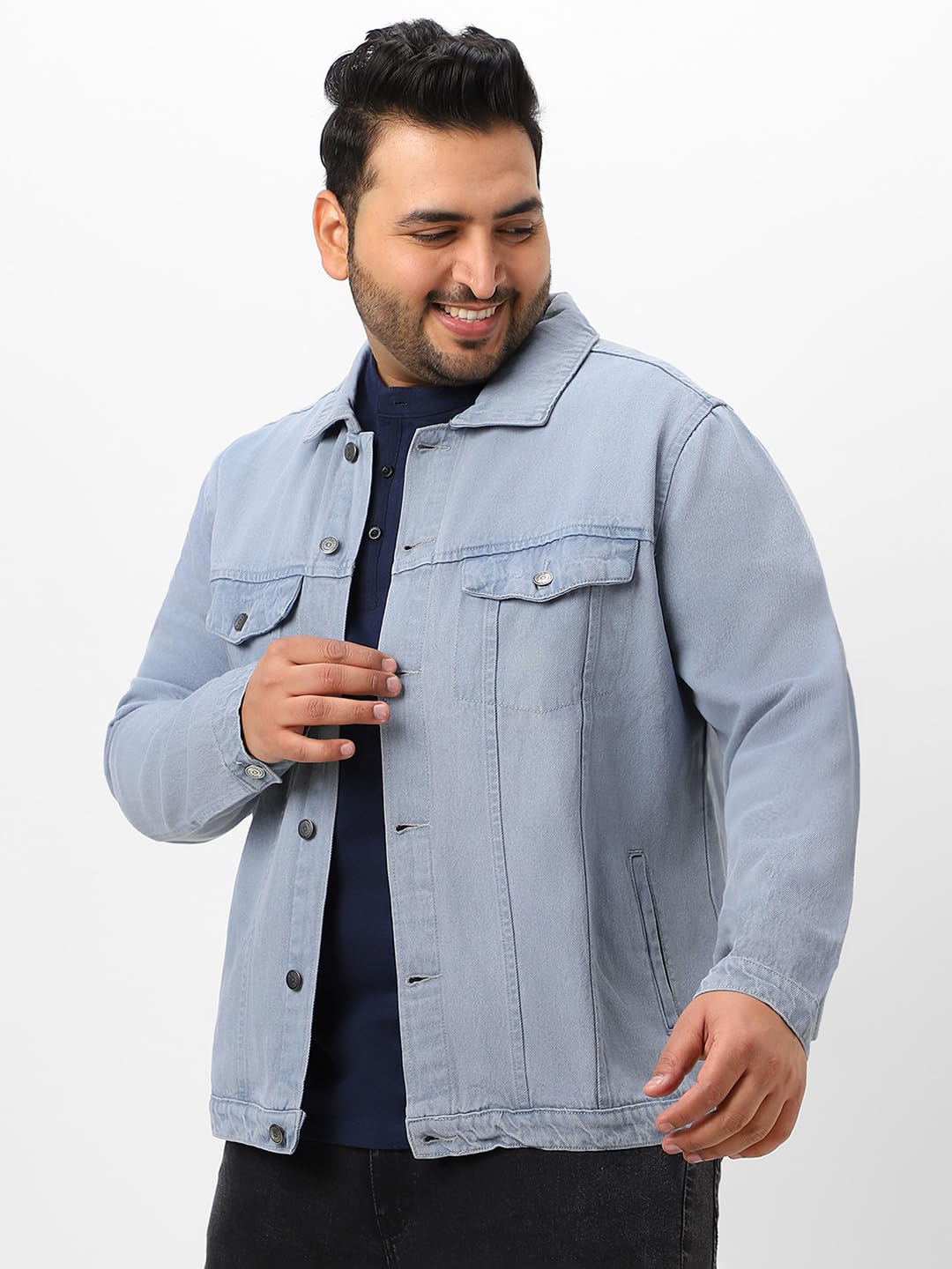 Urbano Men Denim Jacket - Light Grey - Image 4