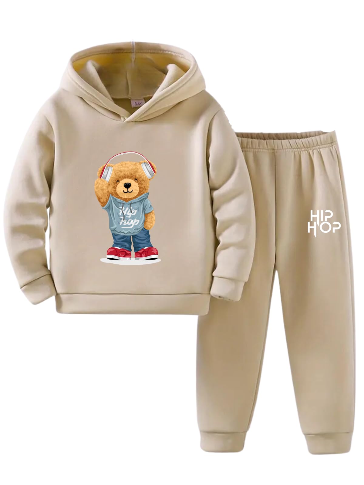 URBAN OX Boys Apricot Printed Hoodie & Jogger Set