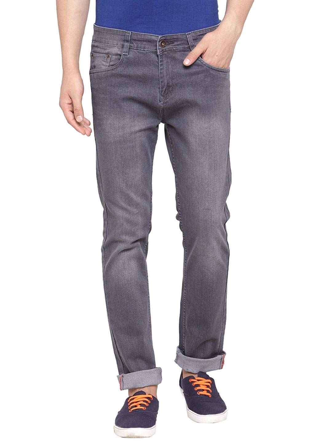 Ben Martin Men's Grey Cotton Denim Jeans