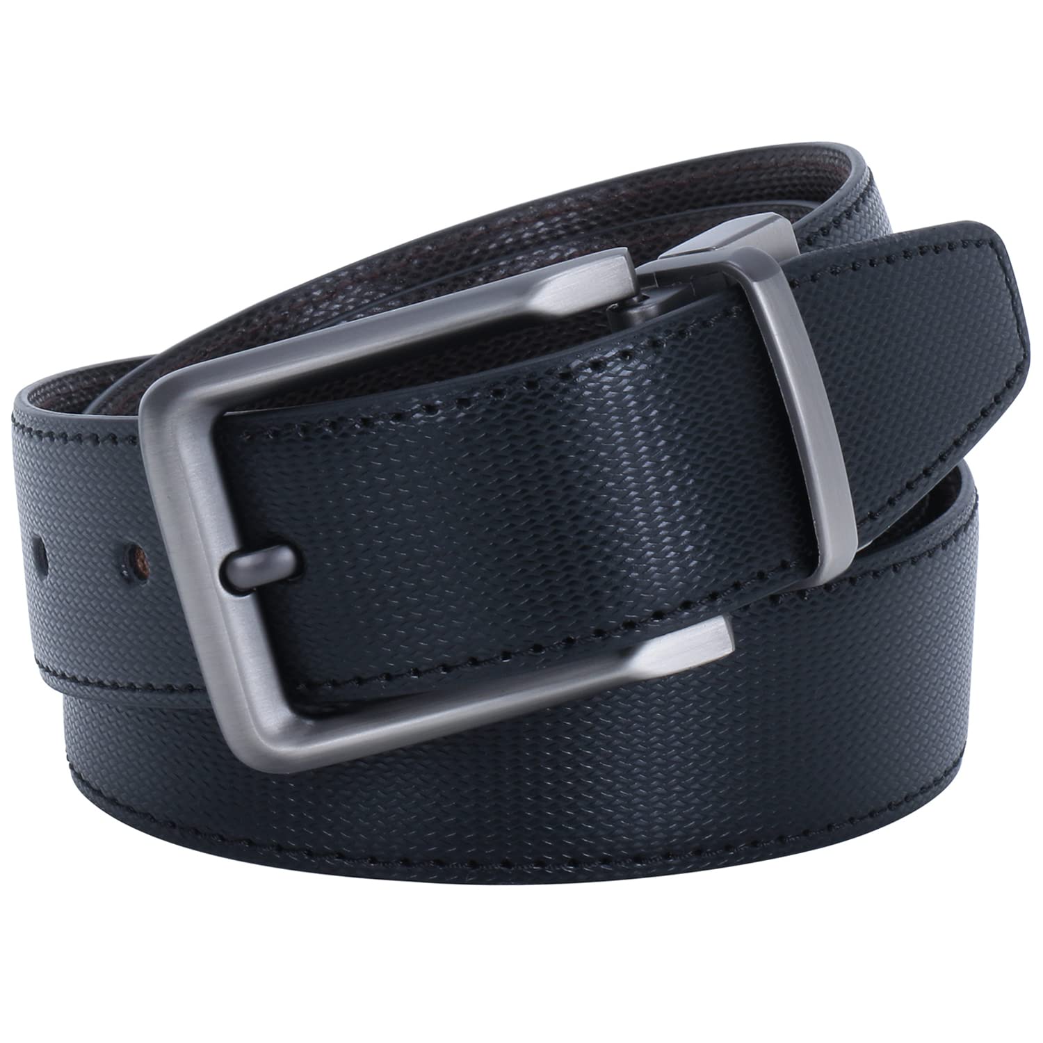 Labnoft Men's Leather Reversible Belt - Black - Image 2