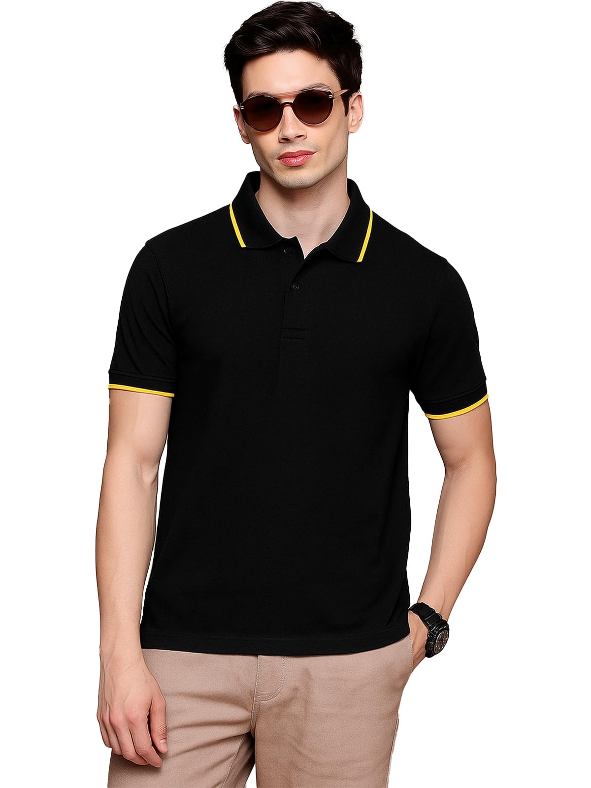 Veirdo Men's Polo T-Shirt Colored Collar - Image 3
