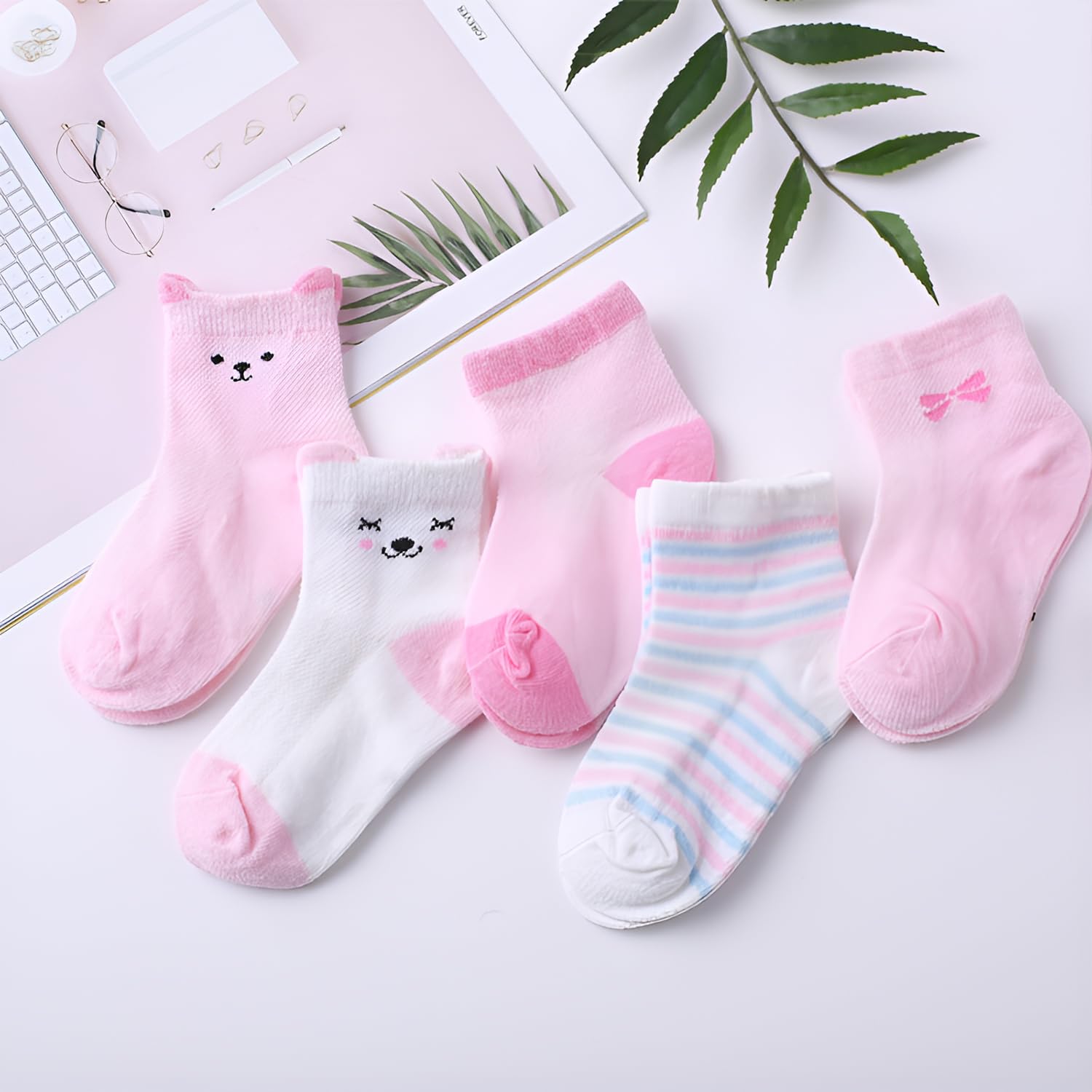 SYGA Baby Non Slip Cotton Socks - Pink - Image 5