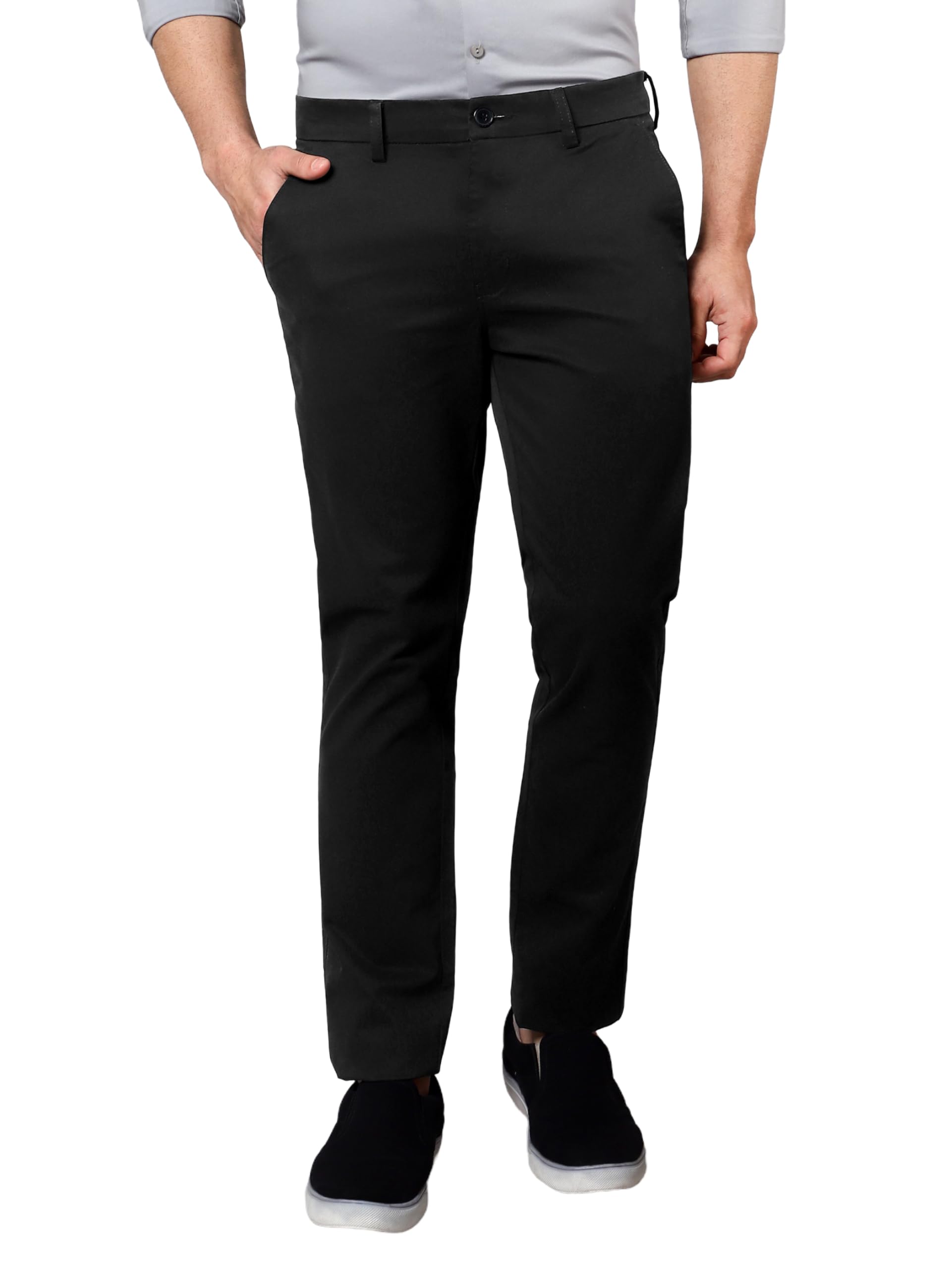 Beyoung Men's Classic Fit Chino Pants - Rich Black