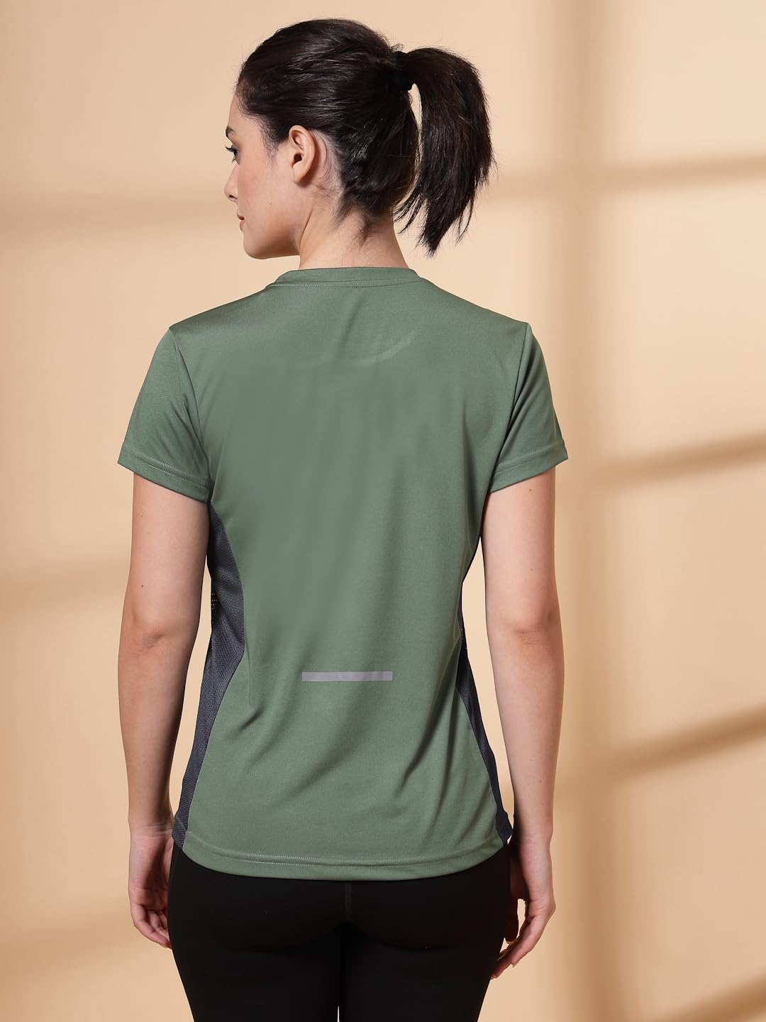 CHKOKKO Women's Polyester Quick Dry Sports Tshirt - Lightgreen - Image 4