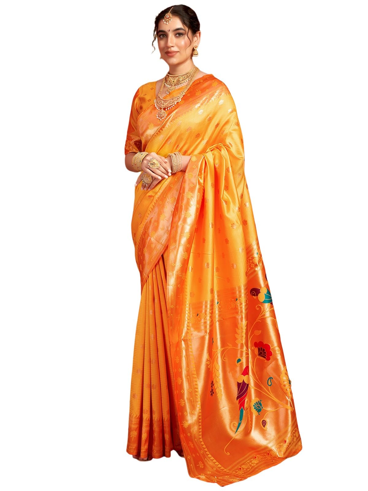 Satrani Women's Silk Paithani Saree - Yellow