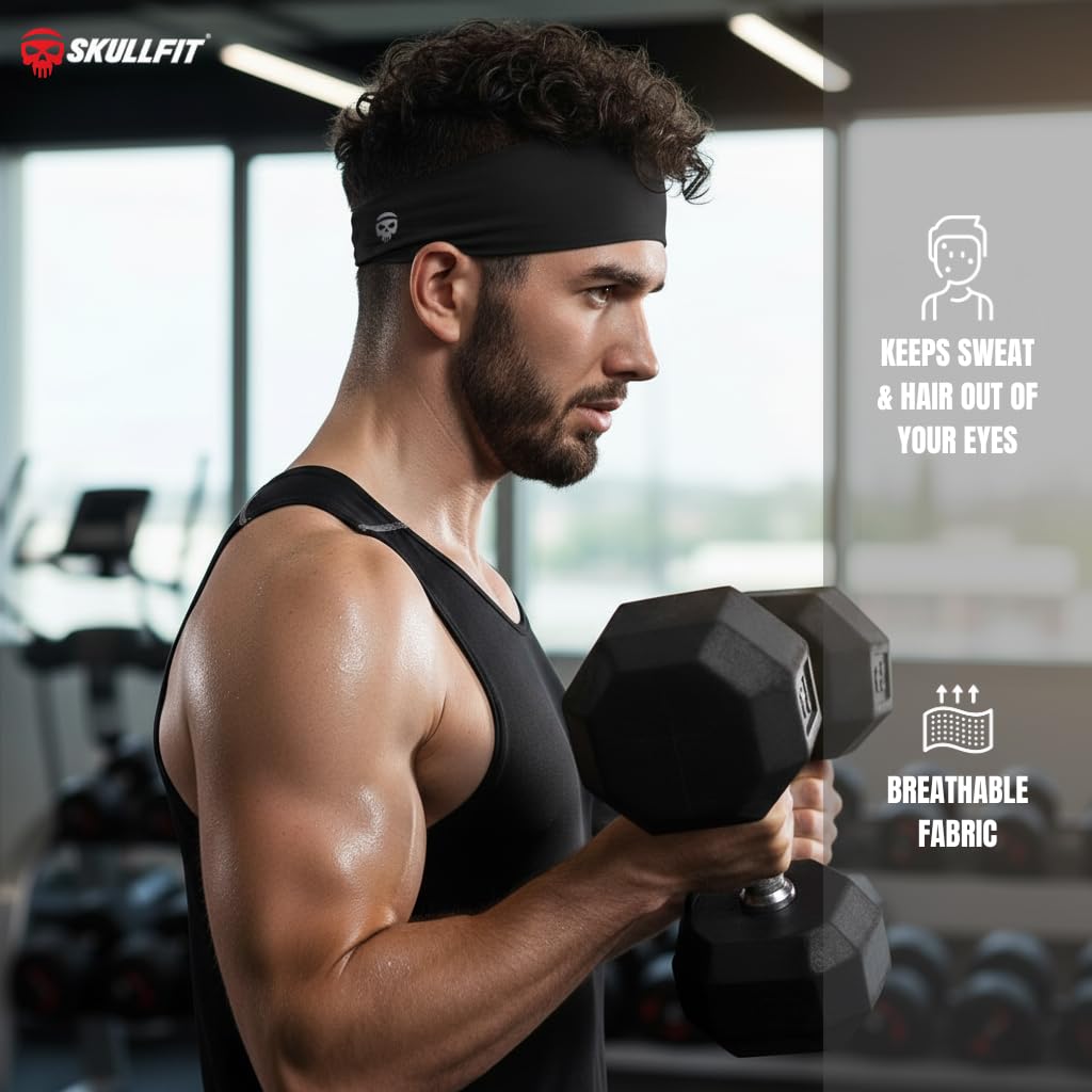 GarbGlide Sports Headbands for Men - Black - Image 2